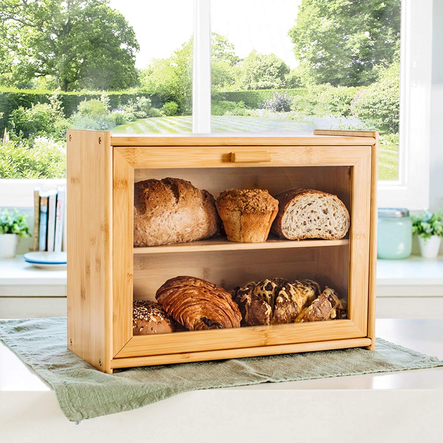 Amazon.co.jp: Laura's Green Kitchen 大型ブレッドボックス - 竹製